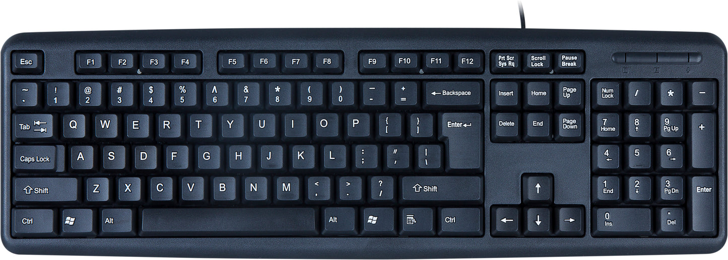 Tastiera USB 104 Tasti Layout Americano Nero