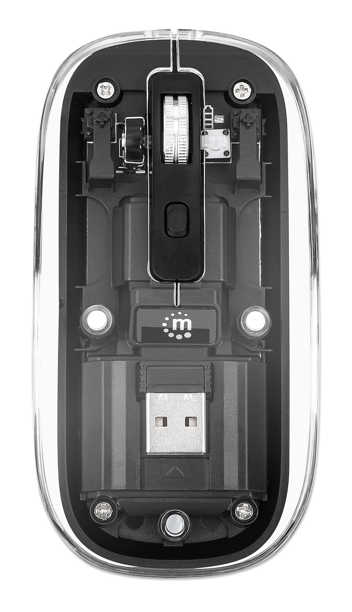 Mouse Ottico Wireless 1600 Dpi con Micro Ricevitore USB Nero Trasparente