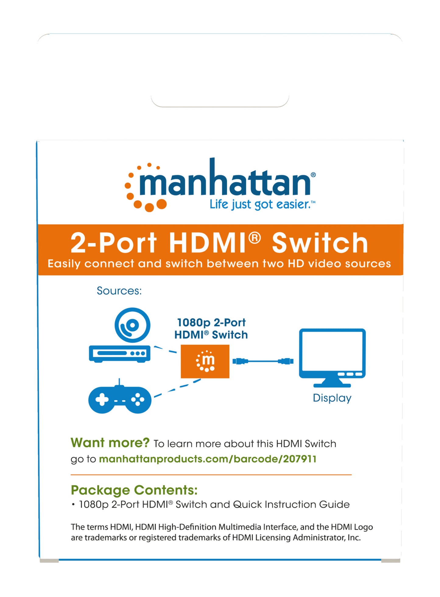 Switch HDMI 2 porte 1080p