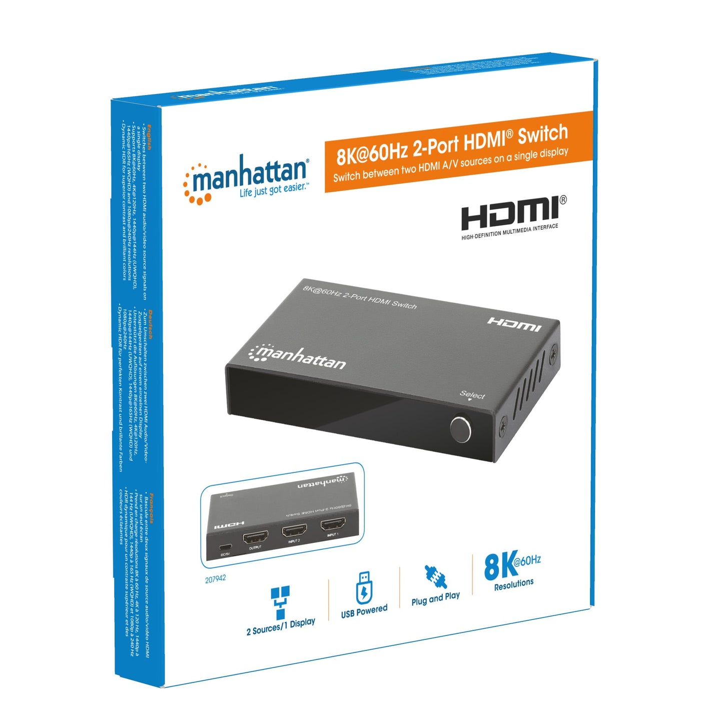 Switch HDMI 8K@60Hz 2 porte