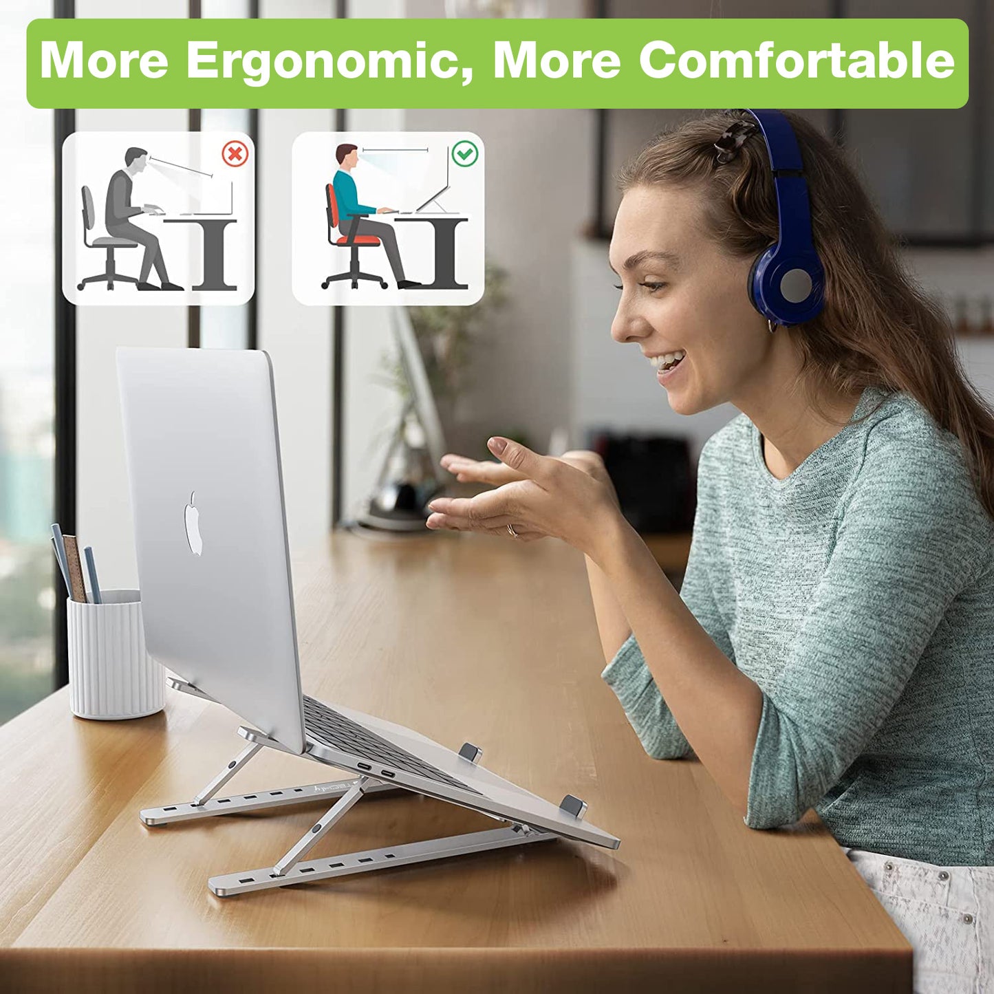 Supporto Pieghevole in Alluminio per Notebook Tablet e Smartphone da 10'' a 16''