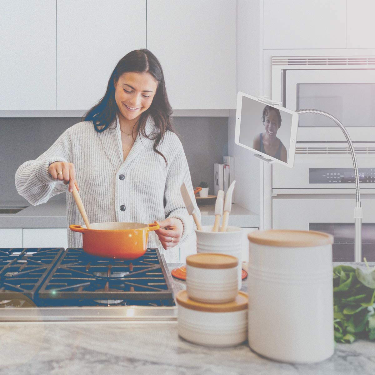 Supporto Tablet 7-10'' da Pavimento Collo di Cigno Altezza Regolabile