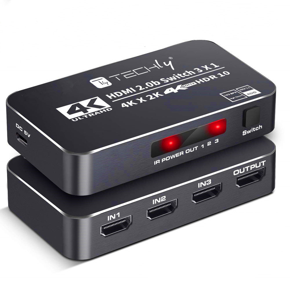 Switch HDMI 2.0b 3in 1out 4K HDR HDCP2.2 con Telecomando