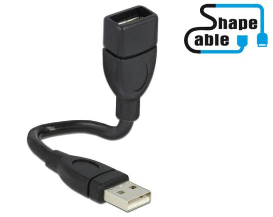 Cavo semi-rigido USB2.0 A Maschio / A Femmina 15cm Nero