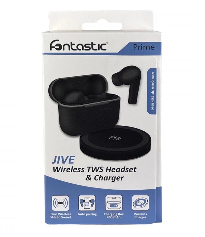 Cuffie Auricolari TWS Jive con Custodia di Ricarica USB-C e Pad Caricatore a Induzione Nero