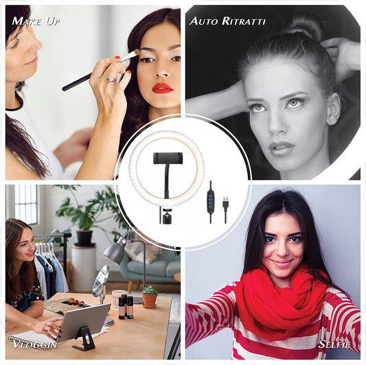 Luce LED Anello 20cm per 1/4'' Regolazione Luminosità Stand Smartphone