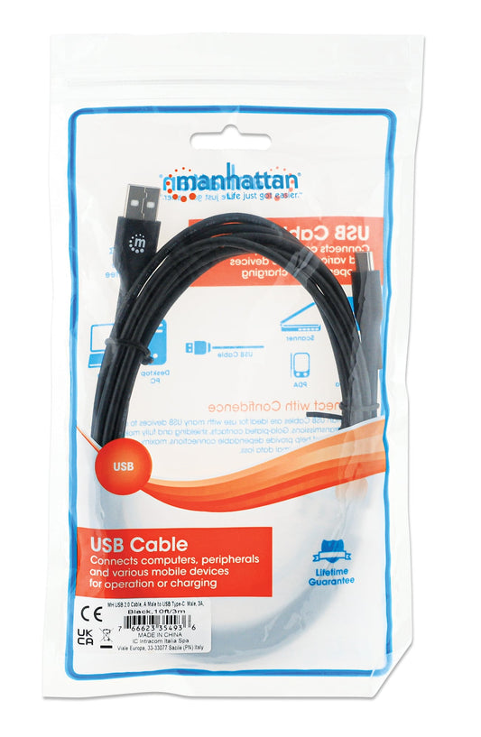 Cavo HiSpeed USB A Maschio / USB-C Maschio 3 metri Nero