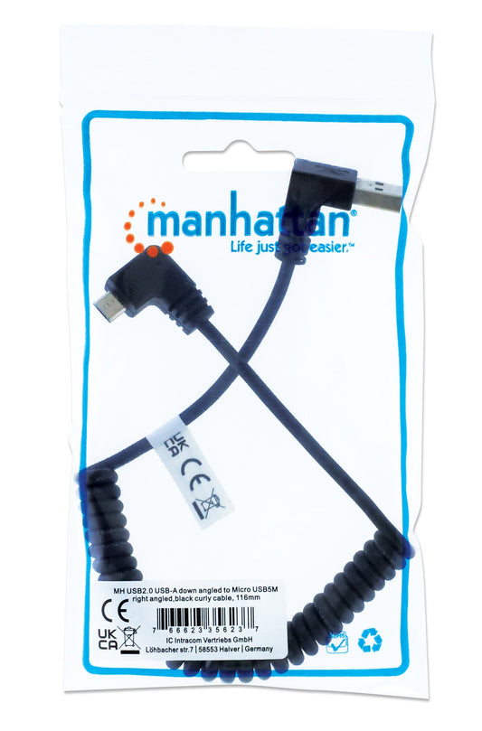 Cavo di Ricarica USB-A a Micro-USB 1m Spiralato Nero