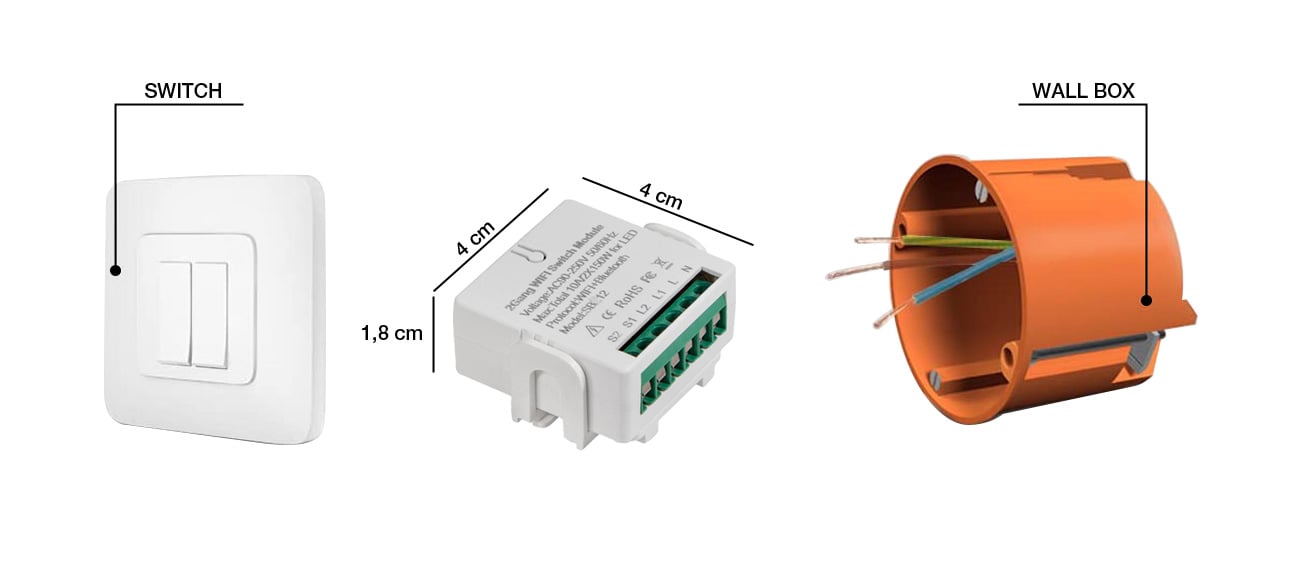 Modulo WiFi per Interruttore Smart 2 CH Alexa Google Home Tuya