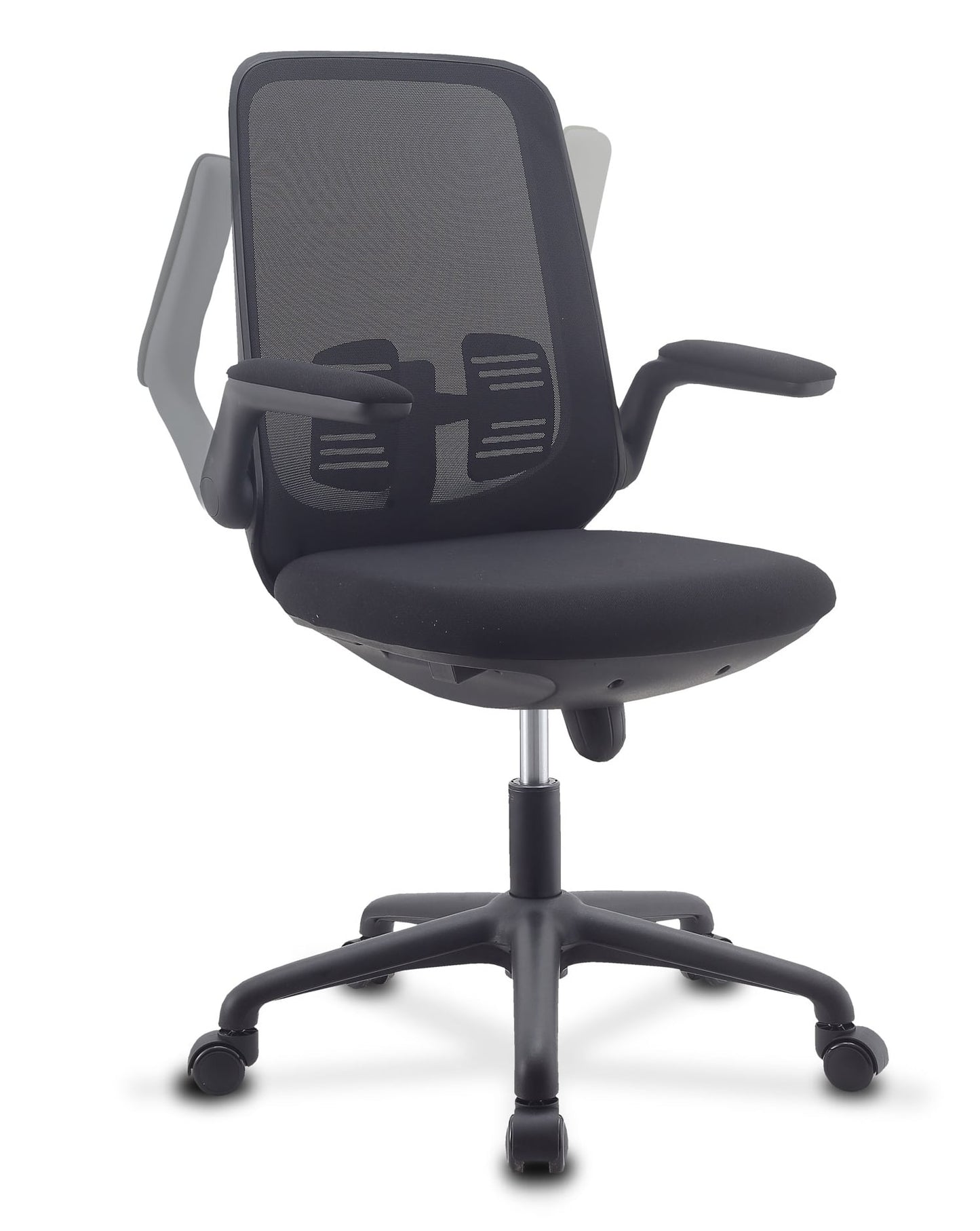 Sedia per Ufficio Regolabile in Altezza con Braccioli Pieghevoli Nera