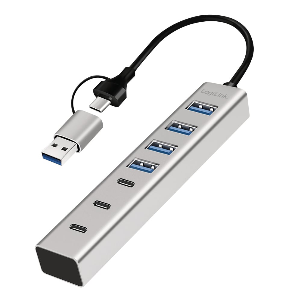 Hub USB 3.2 4 porte USB-A e 3 porte USB-C™ Alluminio Silver