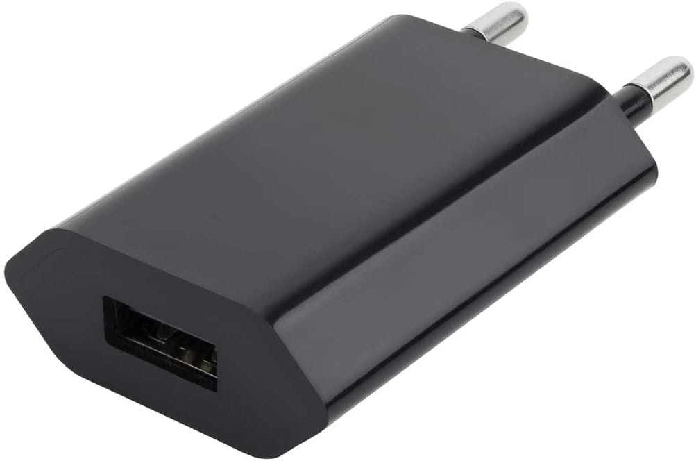 Caricatore USB 1A Compatto Spina Europea Nero