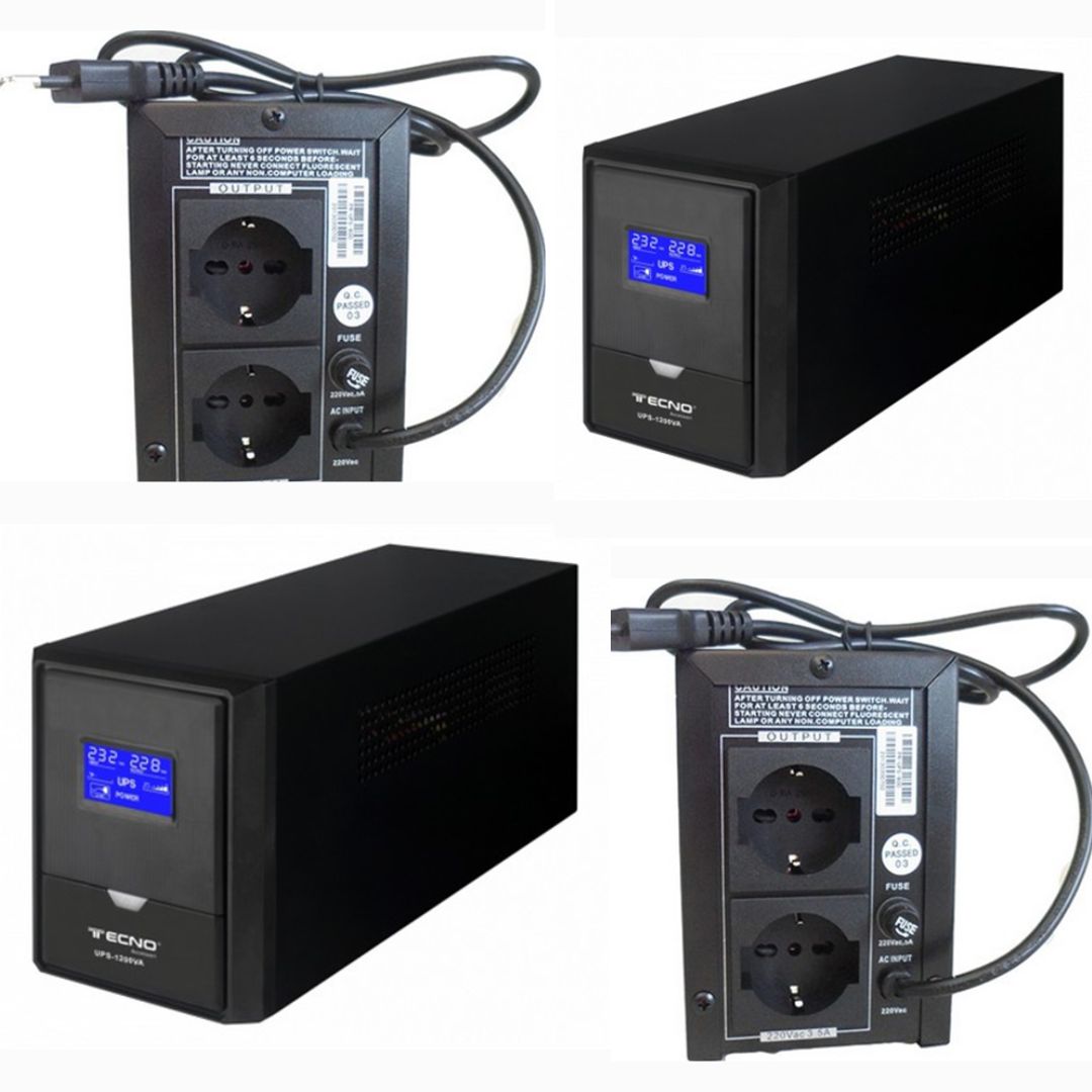 UPS 800VA CON 2 USCITE BIVALENTI FUNZIONE AC RESTART TECNO ACCESSORI TC-800VA