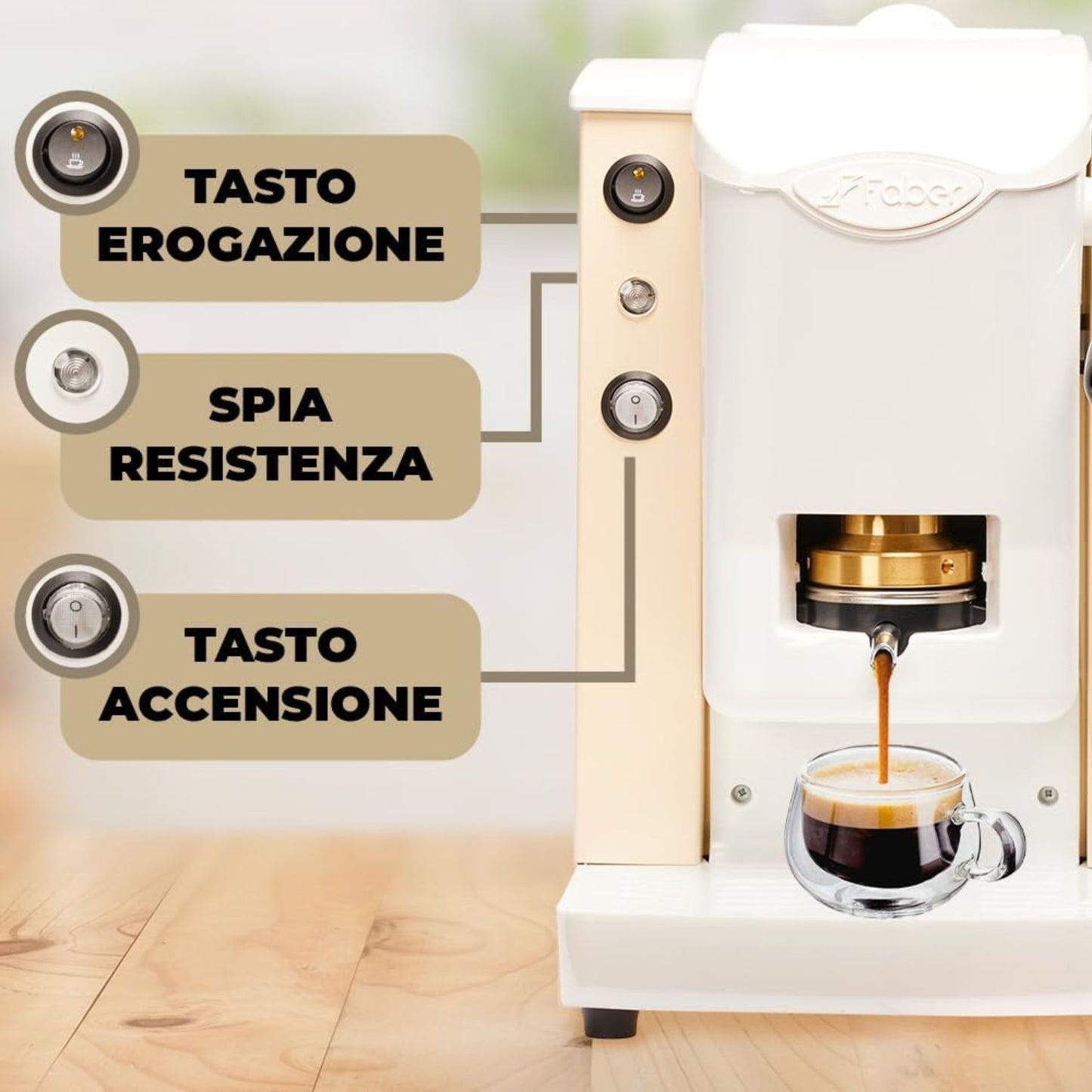 MACCHINA DA CAFFE' FABER SLOT PLAST BASIC TELAIO BIANCO PLASTICHE BIANCO PRESSACIALDA IN OTTONE SPBIABBASOTT