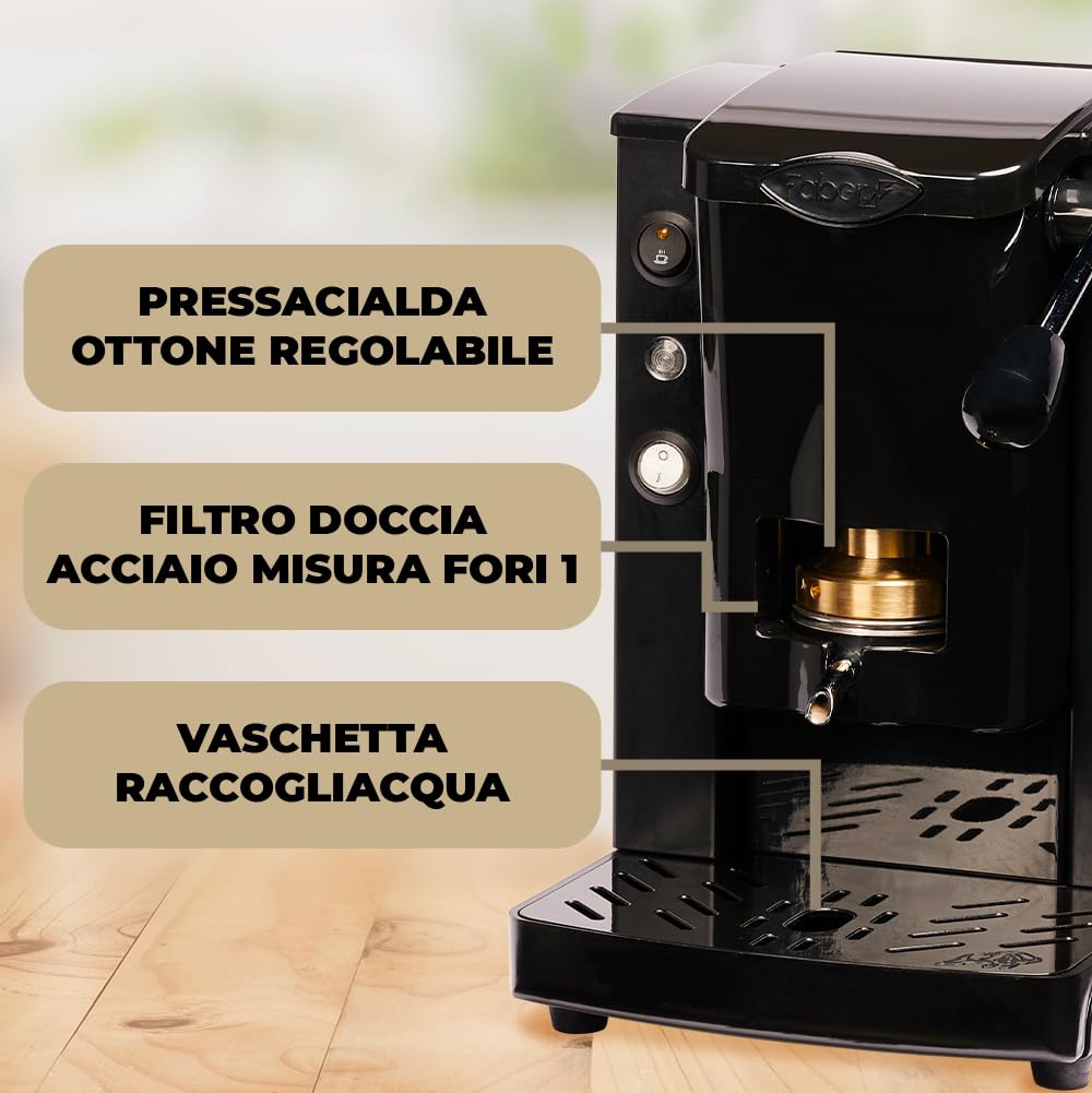 MACCHINA DA CAFFE' FABER SLOT PLAST BASIC TELAIO NERO PLASTICHE NERO PRESSACIALDA IN OTTONE SPNERNBASOTT