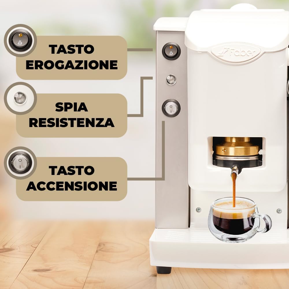 MACCHINA DA CAFFE' FABER SLOT PLAST BASIC TELAIO GRIGIO PLASTICHE BIANCO PRESSACIALDA IN OTTONE SPGRIBBASOTT
