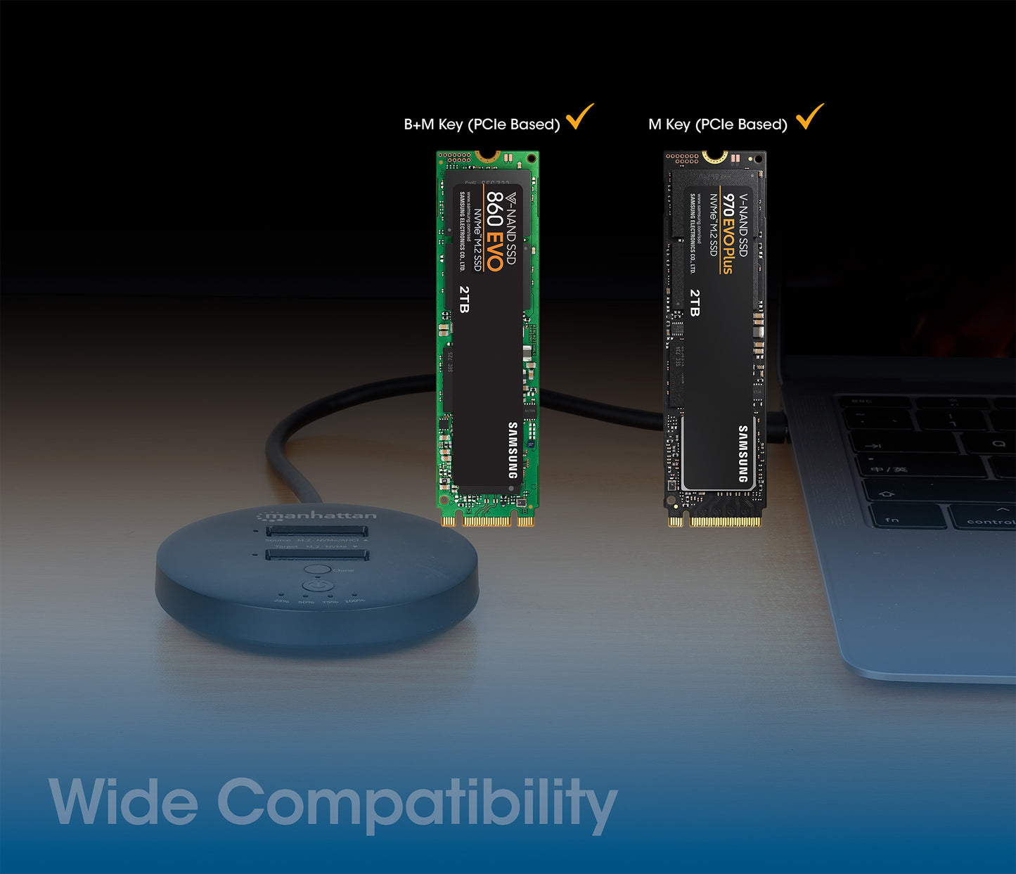 Docking Station Dual-Bay M.2 NVMe Clone SSD