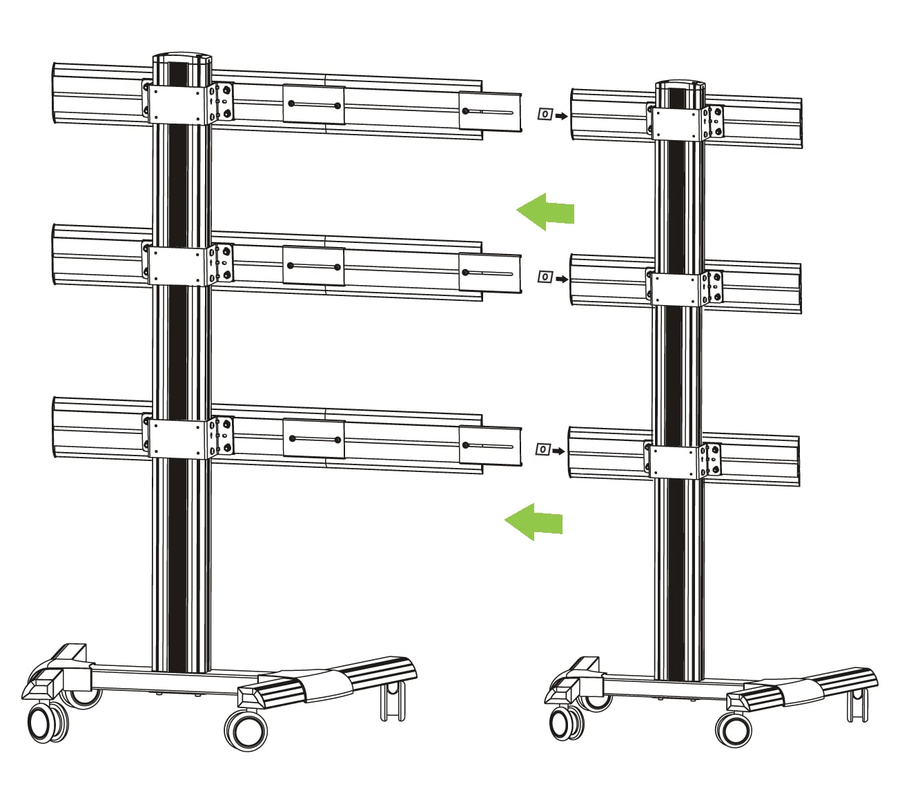 Kit Staffe e Braccio di Giunzione per Supporto Video Wall da Pavimento
