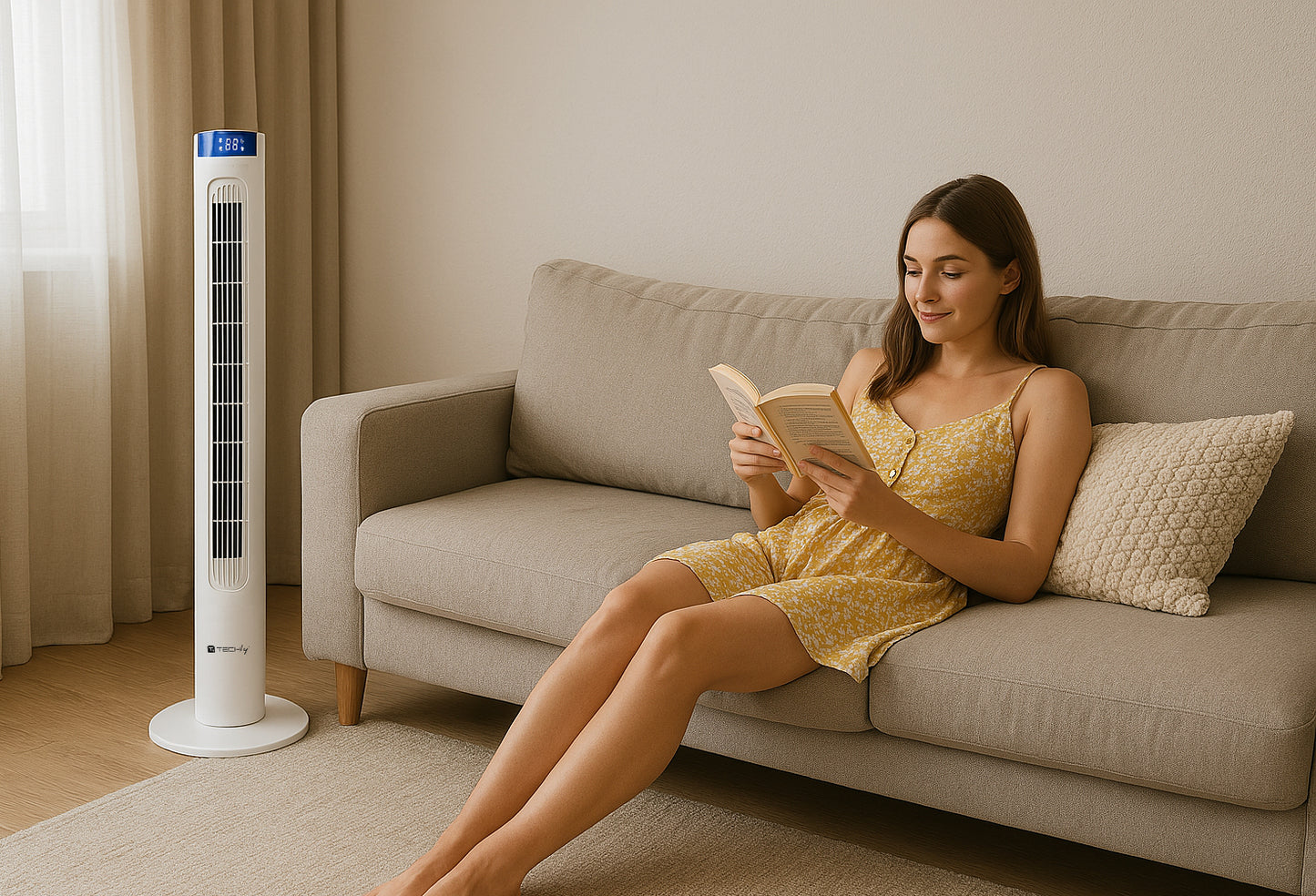 Ventilatore a Torre da Pavimento 36'' 3 Velocità con Telecomando Oscillazione 75° e Timer