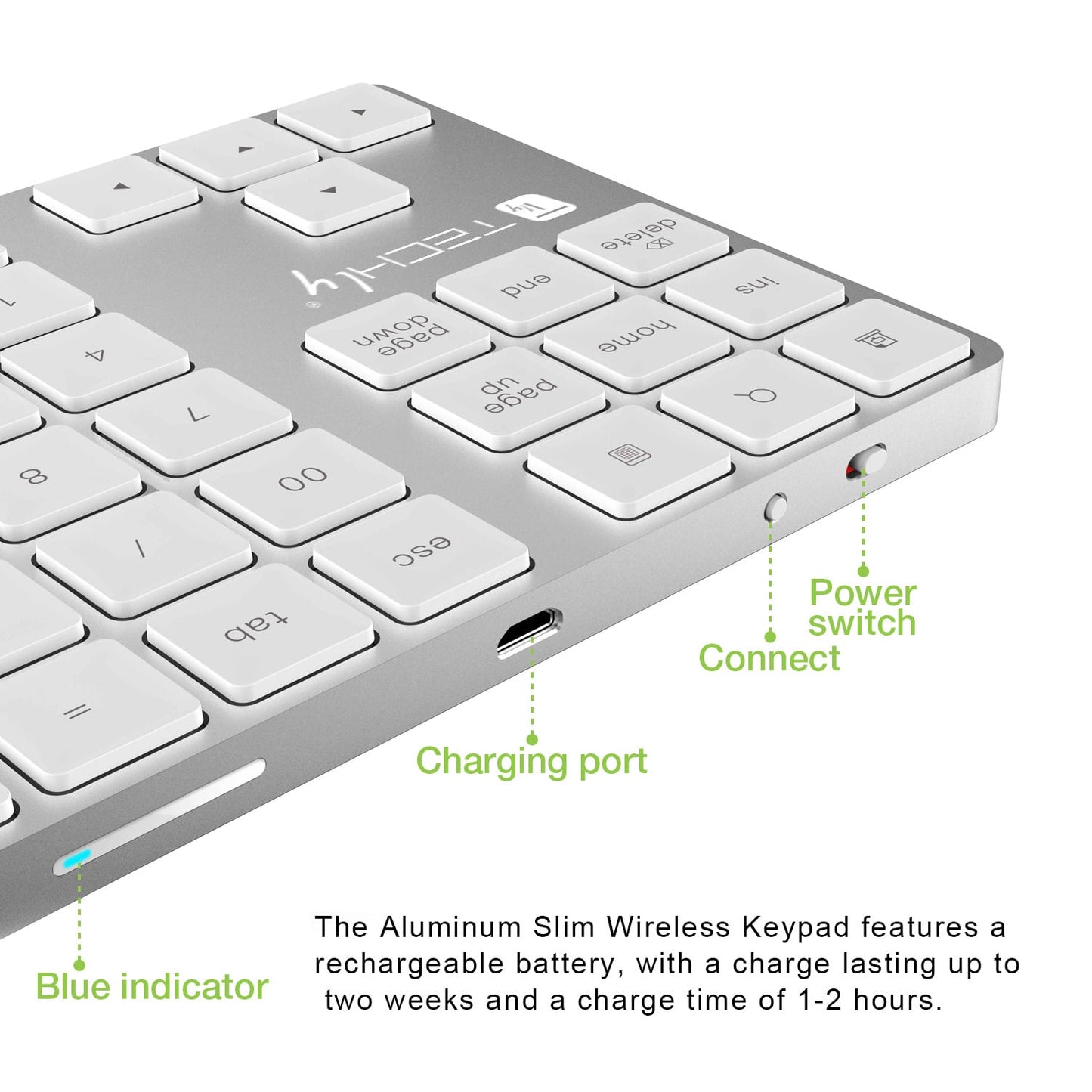 Tastierino Numerico BT V3.0 Wireless 34 Tasti Argento