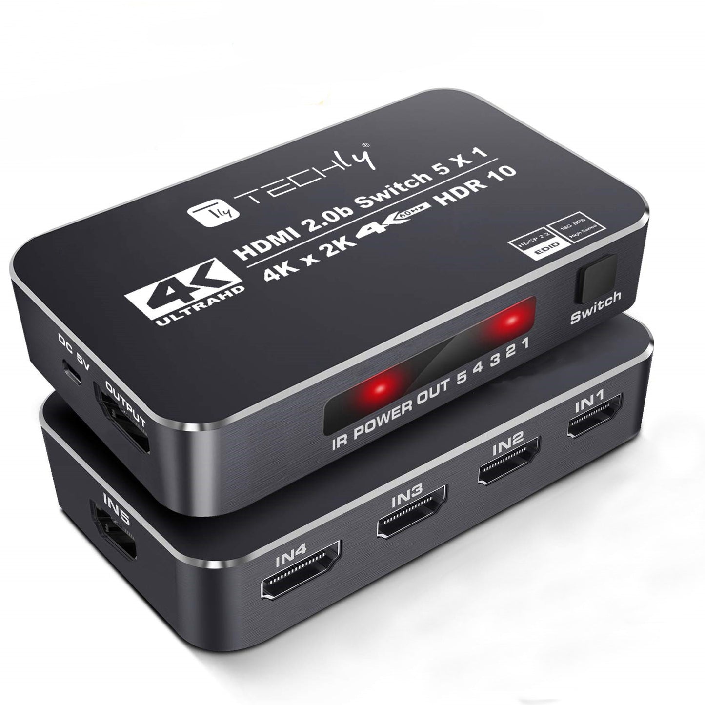 Switch HDMI 2.0b 5in 1out 4K HDR HDCP2.2 con Telecomando