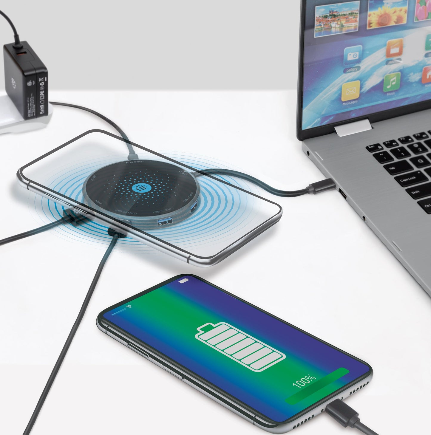 Docking Station USB-C™ 8-in-1 con Pad di Ricarica Wireless