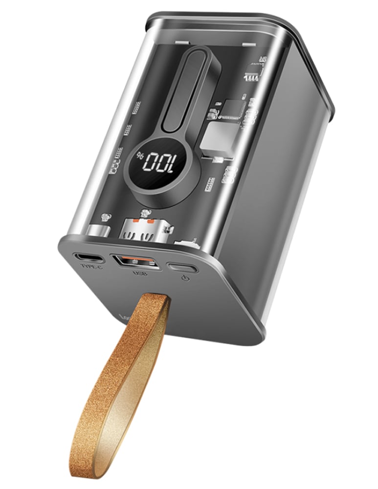 Power Bank 20000 mAh 1x USB-A 1x USB-C™ con Display PD & QC Trasparente