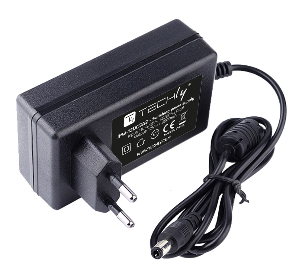 Alimentatore Switching 12V 3000mA Plug 5.5 x 2.5 mm Nero