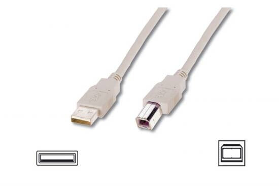 CAVO USB 2.0 CONNETTORI A-B, LUNGHEZZA MT. 3 COLORE  GRIGIO CHIARO