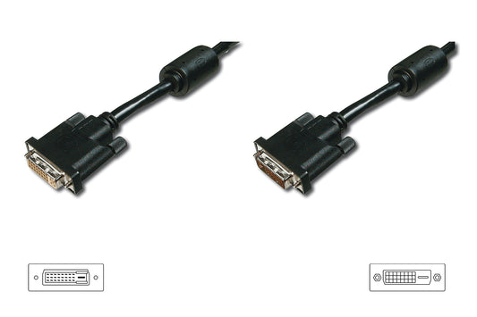 CAVO PROLUNGA DVI -D(24+1) MASCHIO-FEMMINA DUAL LINK CON DUE FERRITI COLORE NERO MT 3
