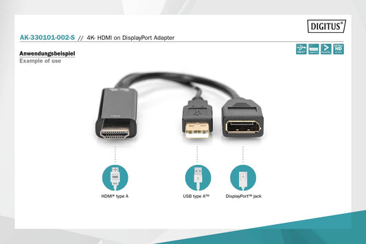 DIGITUS Adattatore da 4K- HDMI a DisplayPort