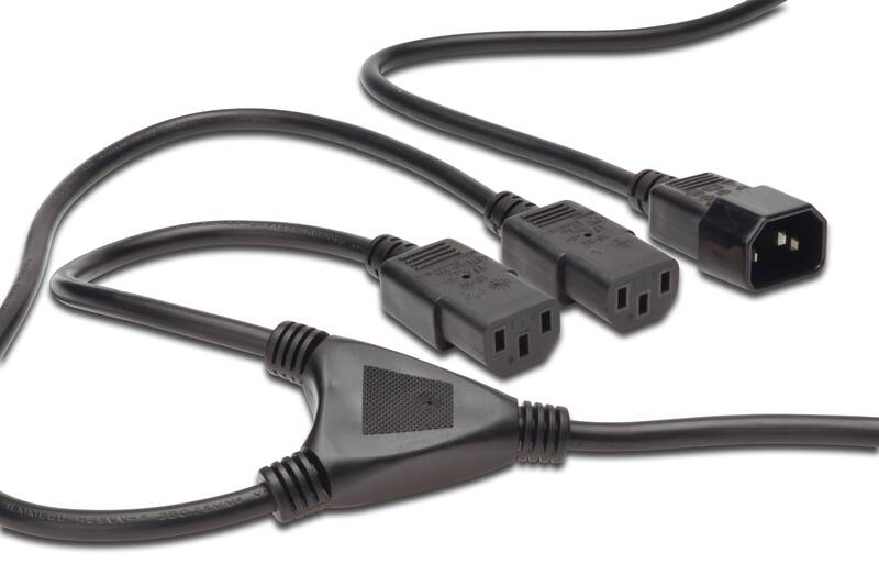 CAVO SDOPPIATORE PER ALIMENTAZIONE CON 1 CONNETTORE MASCHIIO C14 E 3 CONNETTORI FEMMINA C13 MT 1,7 DIGITUS