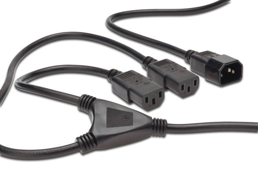 CAVO SDOPPIATORE PER ALIMENTAZIONE CON 1 CONNETTORE MASCHIIO C14 E 3 CONNETTORI FEMMINA C13 MT 1,7 DIGITUS