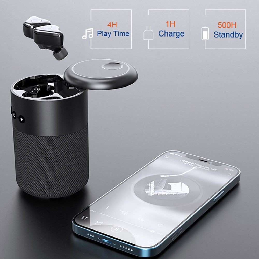 Altoparlante BT v5.1 con Auricolari Wireless e Custodia di Ricarica 2 in 1