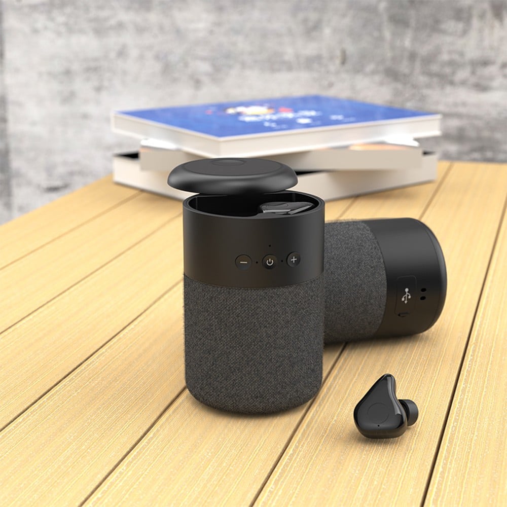 Altoparlante BT v5.1 con Auricolari Wireless e Custodia di Ricarica 2 in 1