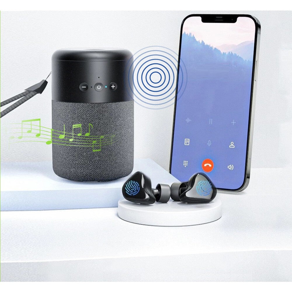 Altoparlante BT v5.1 con Auricolari Wireless e Custodia di Ricarica 2 in 1