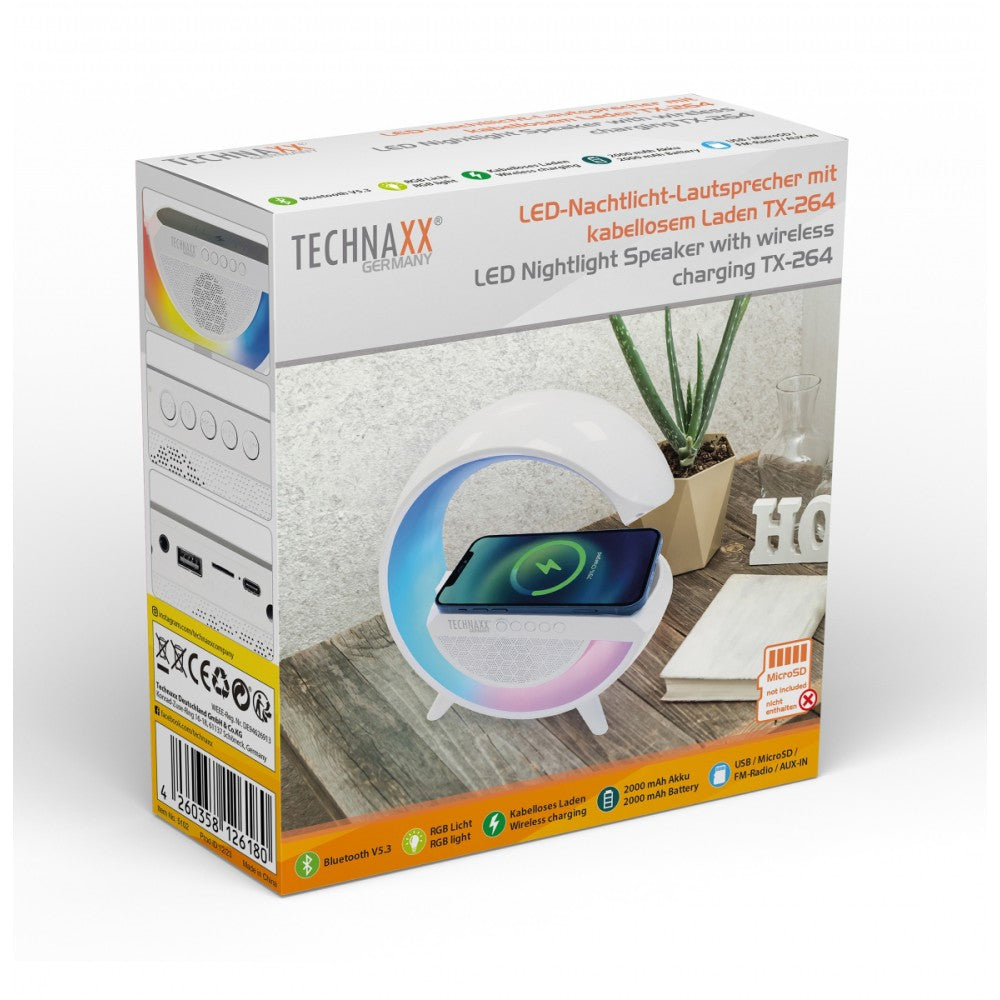 Altoparlante Bluetooth v5.3 con Luce LED e Ricarica Wireless, TX-264