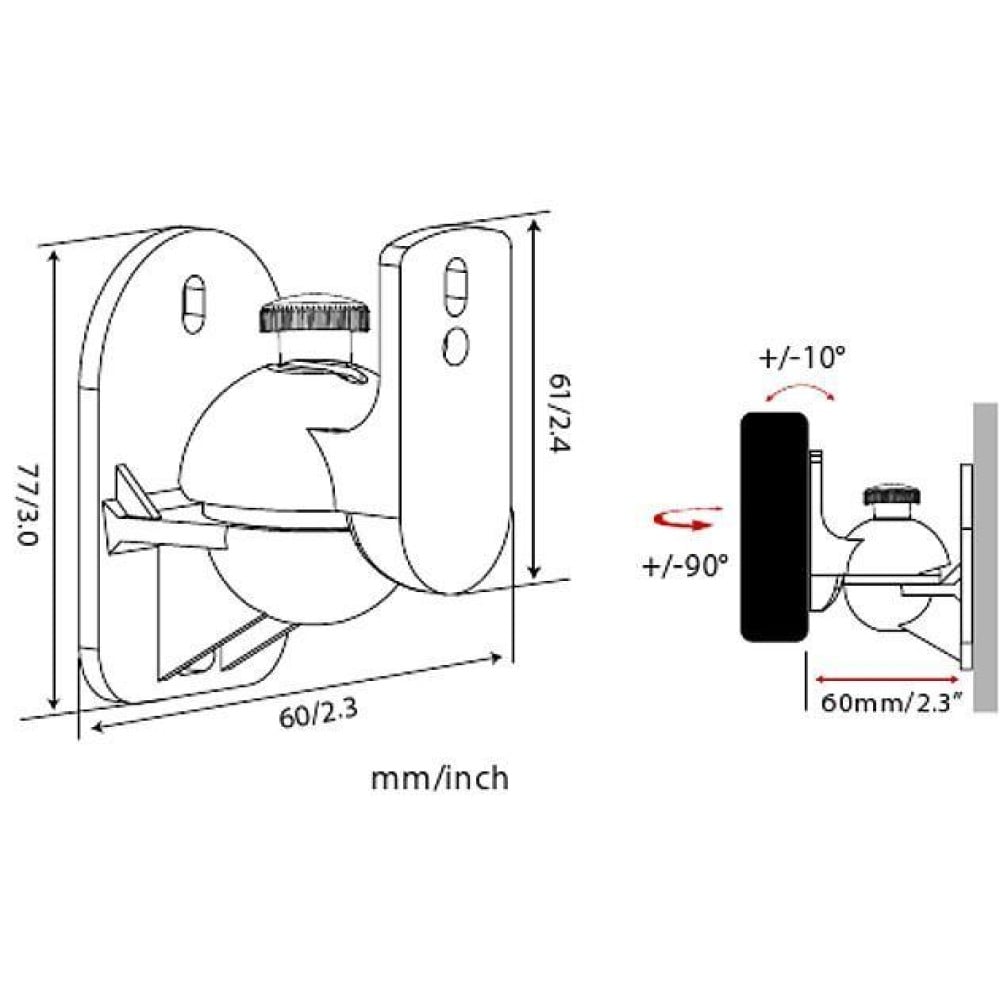 Coppia Staffe Speakers a Parete Universali Regolabili
