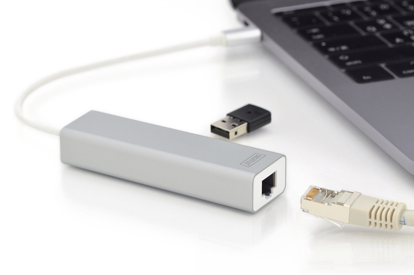 HUB DIGITUS CONNETTORE TIPO C CON 3 PORTE USB 3.0 + PORTA RETE GIGABIT