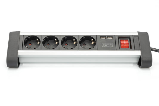 MULTIPRESA DA TAVOLO 4 PRESE SCHUKO, 2 PRESE USB, INTERRUTTORE E SPINA TEDESCA