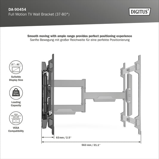 DIGITUS Supporto a parete per Full Motion TV (37-80")