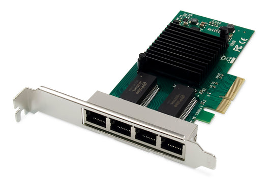 DIGITUS Scheda di rete Gigabit Ethernet a 4 porte, RJ45, PCI Express, Intel I350