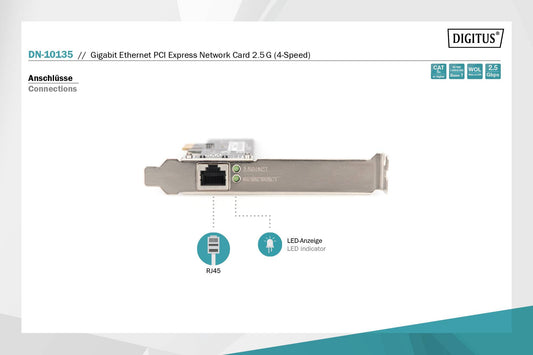 DIGITUS Scheda di rete Gigabit Ethernet PCI Express 2.5G (4 velocità)