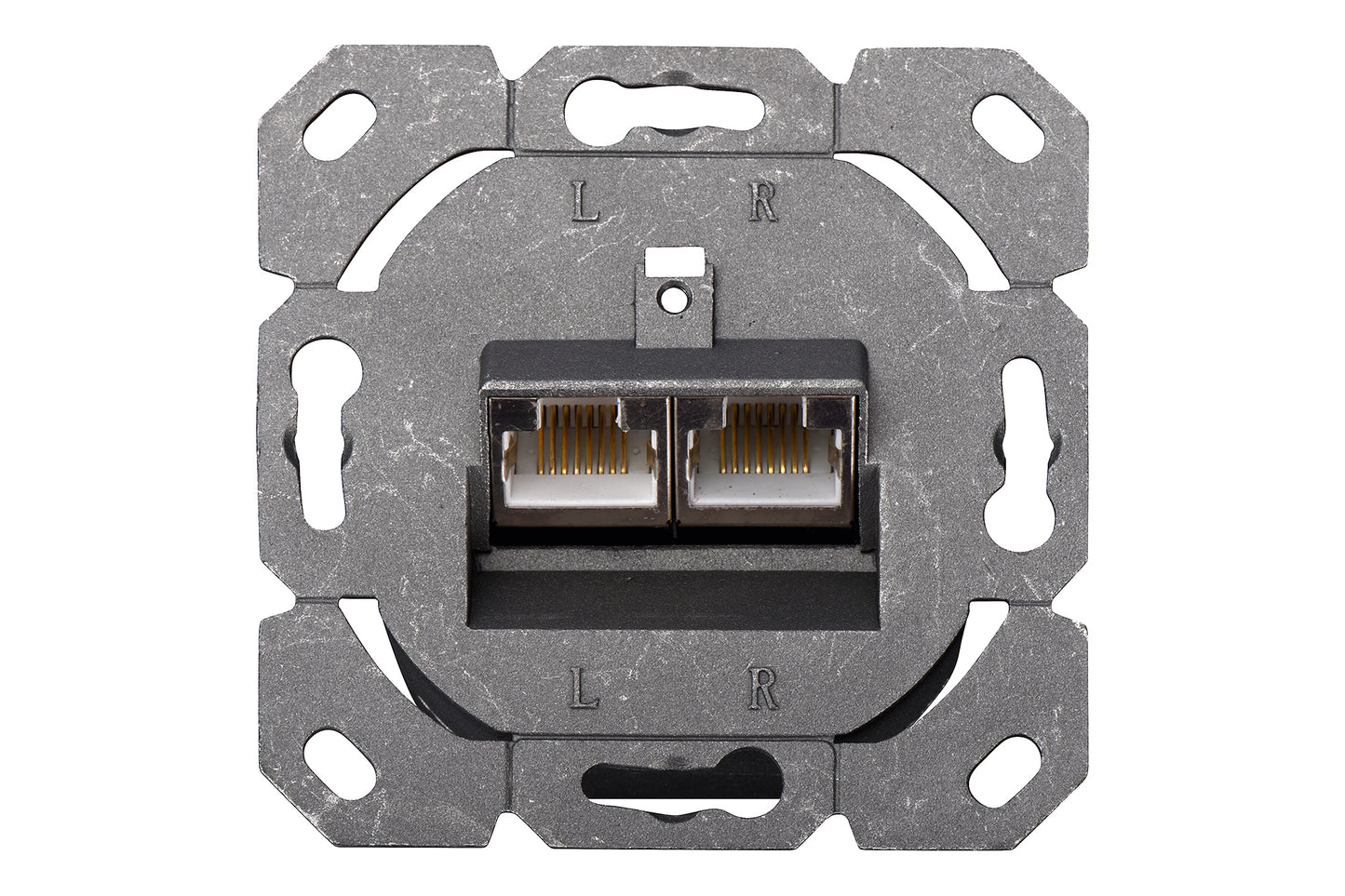 PLACCA PRESA MURO CAT. 6A SCHERMATA CON 2 PRESE RJ45 INSTALLAZIONE CAVI ORIZZONTALE