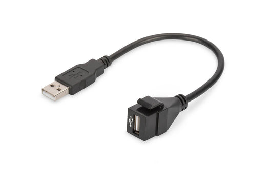 MODULO KEYSTONE USB 2.0 FEMMINA/FEMMINA CON CAVO 16 CM PER PLACCHE A MURO O PANNELLI PATCH