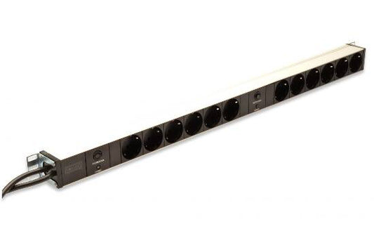 MULTIPRESA IN ALLUMINIO CON 12 PRESE SU 2 CIRCUITI PER ARMADI RACK