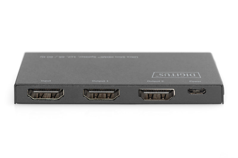 SPLITTER ULTRA SLIM HDMI, 1X2, 4K/60HZ HDR, HDCP 2.2, 18 GBPS, MICRO USB POWER