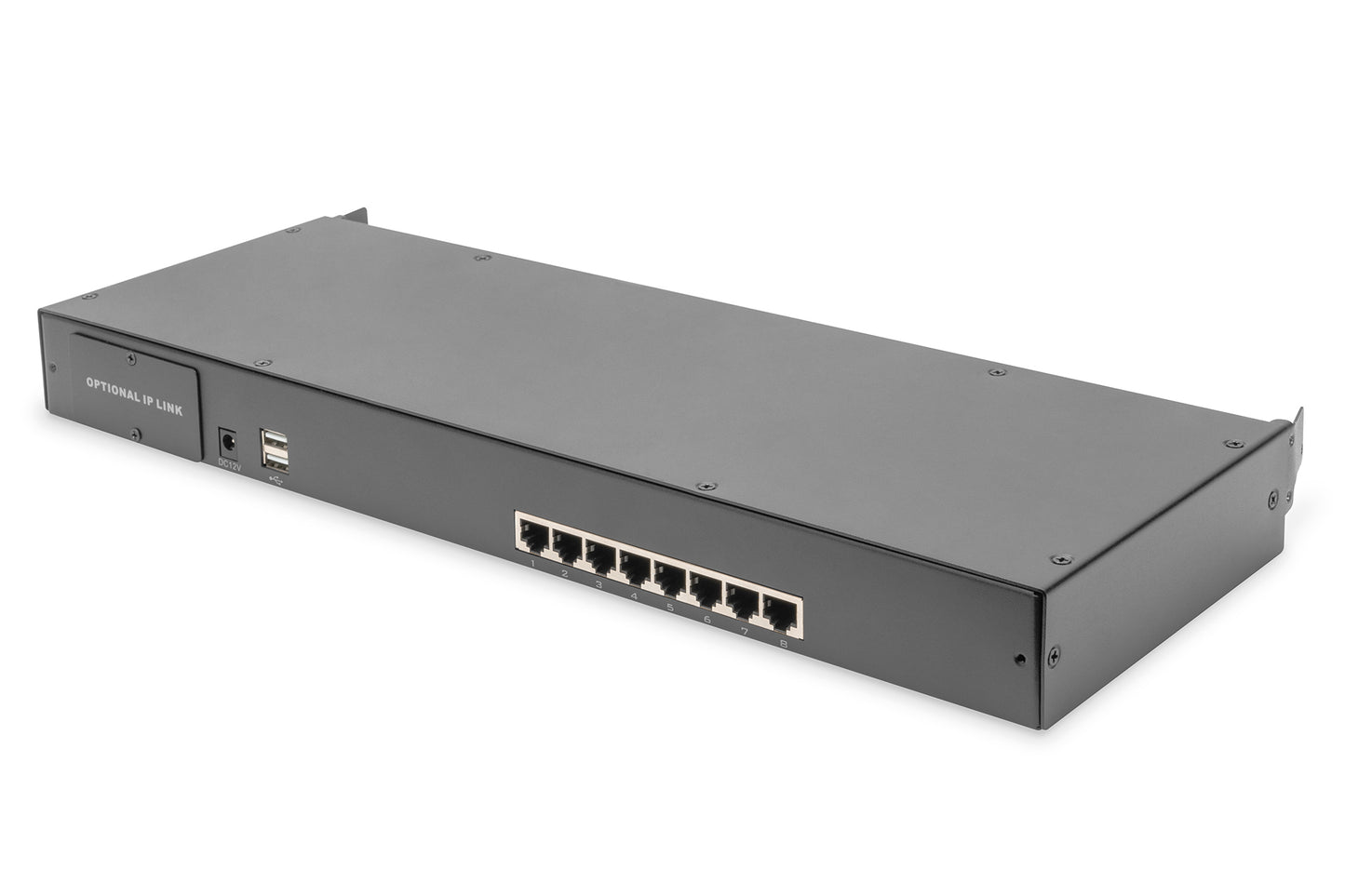 Console KVM modulare HD LCD con TFT da 19", connessione KVM Cat5 a 8 porte, touchpad, layout tastiera italiana