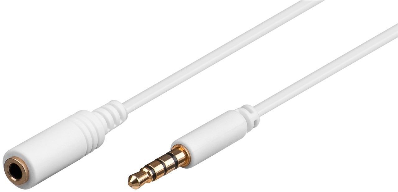 CAVO PROLUNGA AUDIO 3,5 MM 4 POLI MASCHIO/FEMMINA PROLUNGA PER CUFFIE/MICROFONO SU SMARTPHONE MT 1 BIANCO