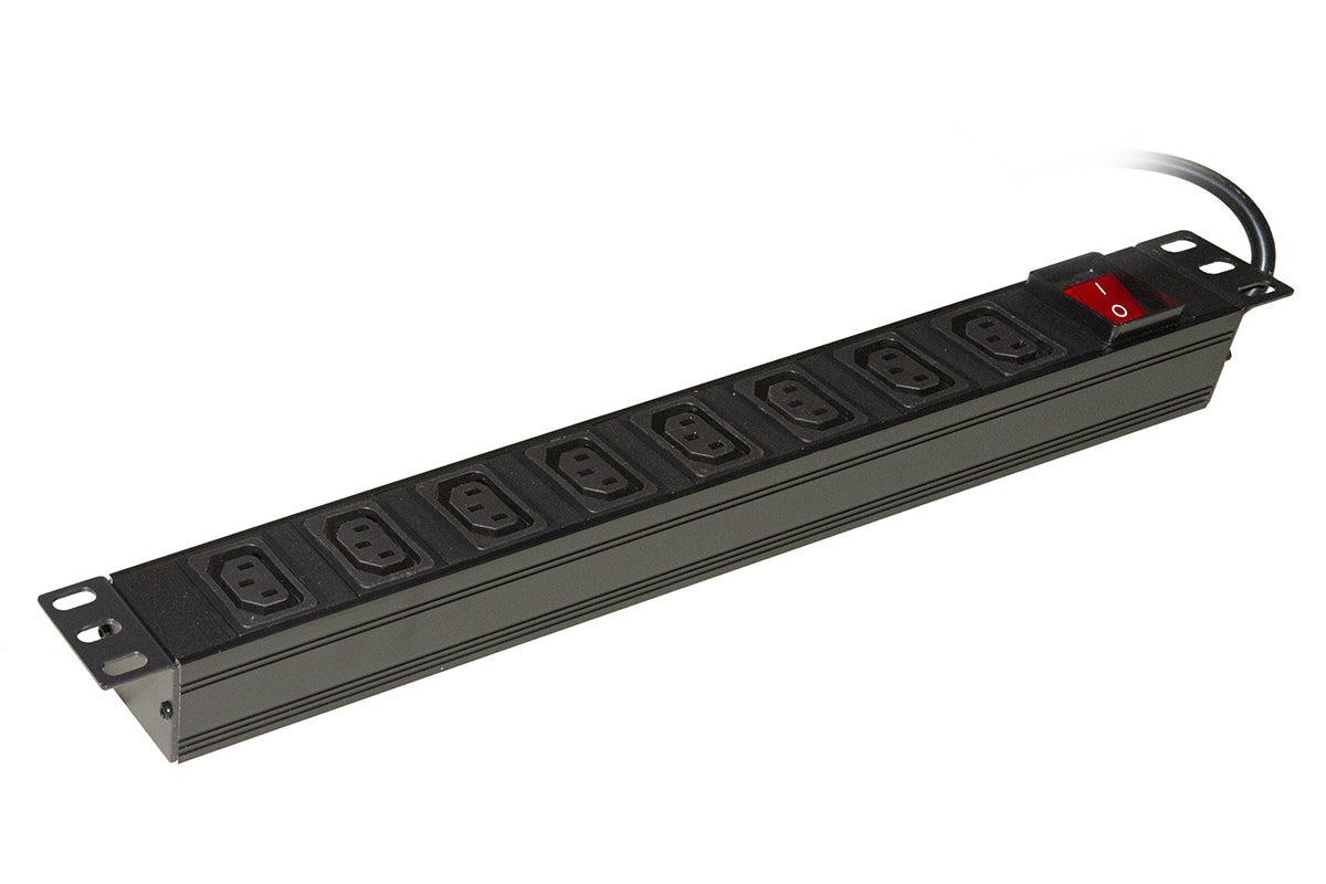 MULTIPRESA ALIMENTAZIONE PER RACK 19" CON 8 PRESE FEMMINA C13, SPINA SCHUKO CAVO MT 3